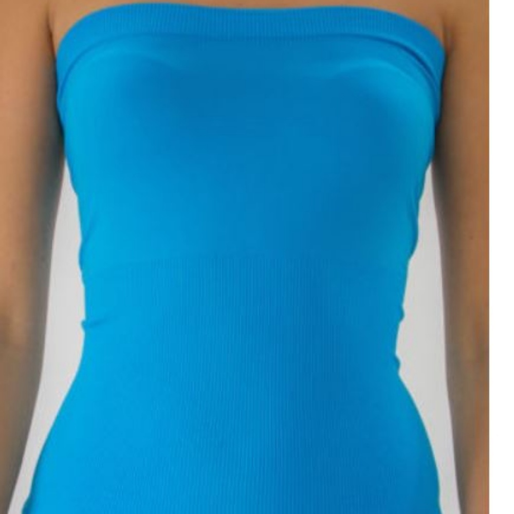 Strapless Tube Top Basic Layering Ribbed Stretch T - Picture 3 of 8